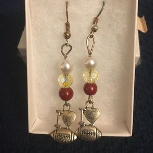 OOAK handmade football fan earrings